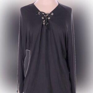 GUC - CALVIN KLEIN black top with lace tie. Size M. Great used condition!